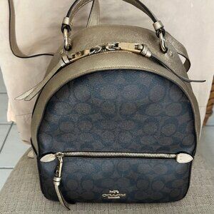 COACH Jordyn Backpack In Blocked brown w/gold metallic Signature Canvas